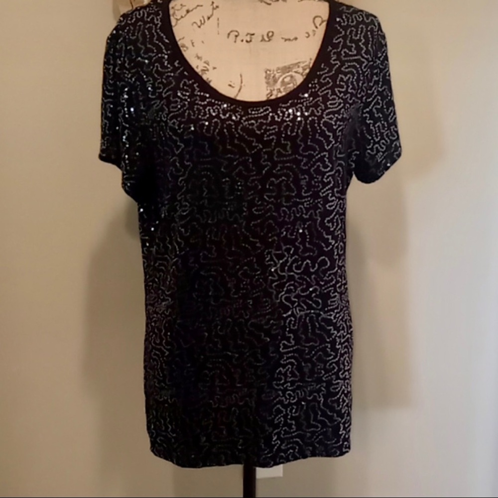 Maurices black short sleeve embellished xl